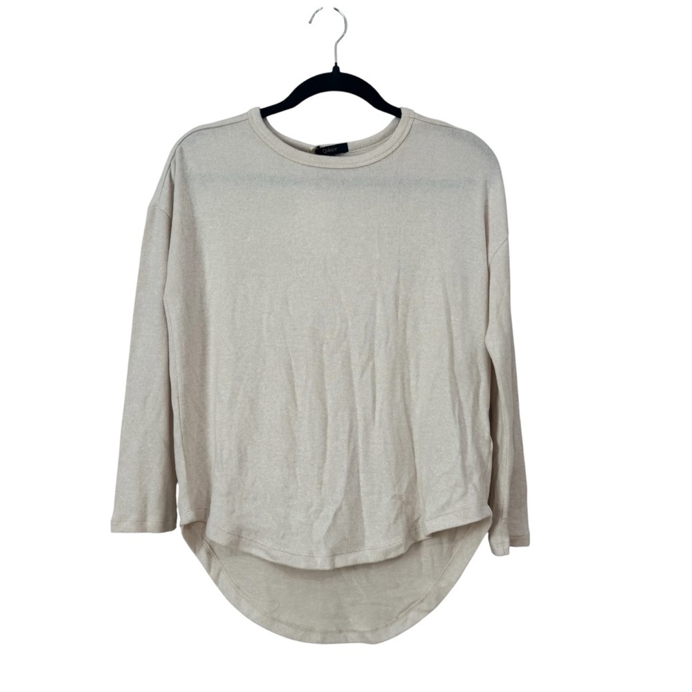 Quince Women's Brushed Lounge Long Sleeve Top in Oatmeal Sz XS NWT